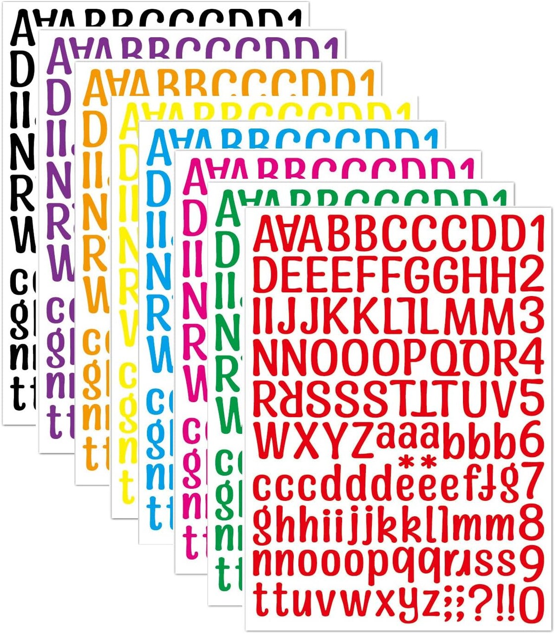 8 Sheets Letter Stickers, 1008 Alphabet Stickers,1 inch Vinyl Self-Adhesive Sticker Letters (Multicolored)